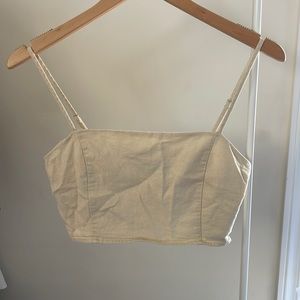 forever 21 linen crop tank top